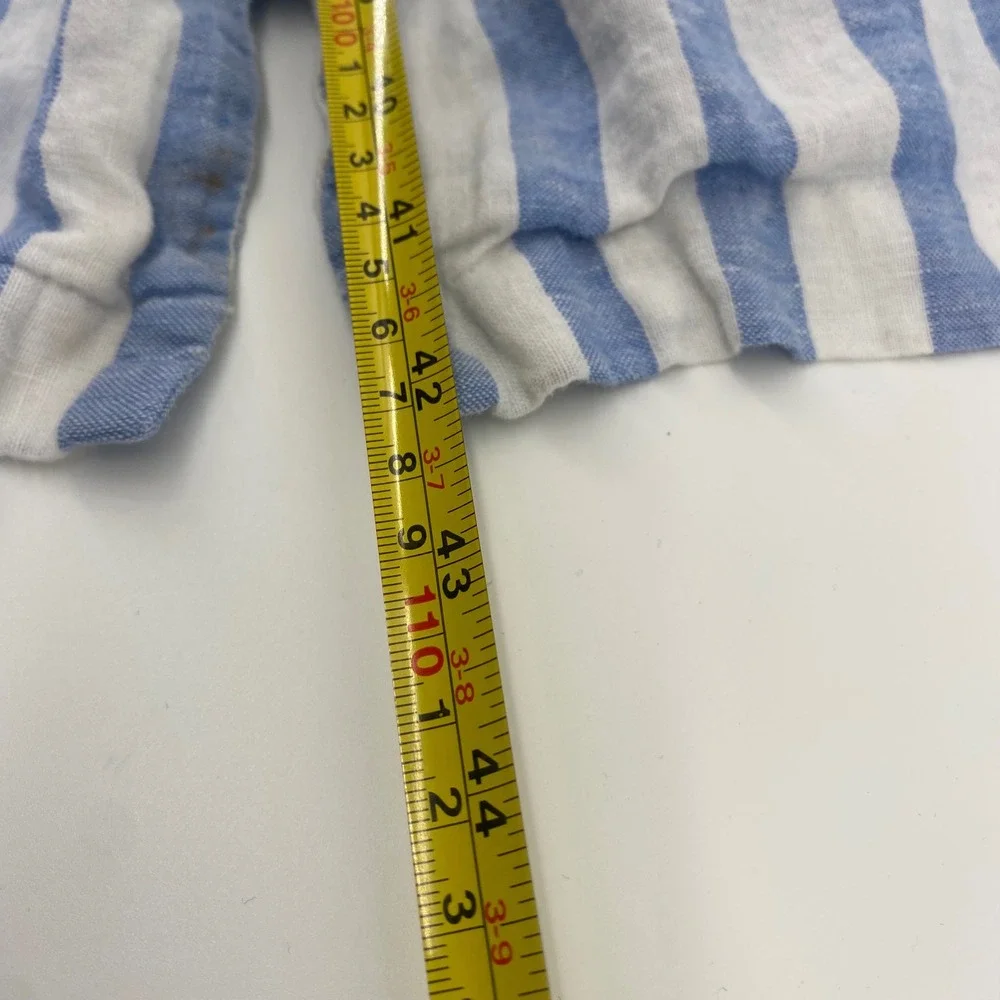 Mango Linen Dress Womens XXS Blue White Striped Button Down Midi Casual - Picture 6 of 9